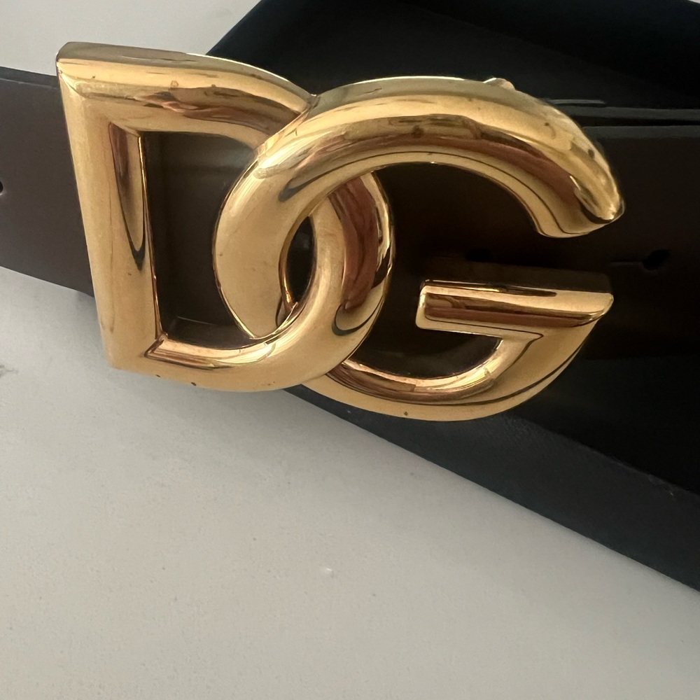 Dolce&Gabbana DG Logo Brown Leather Belt - Picture 3 of 15